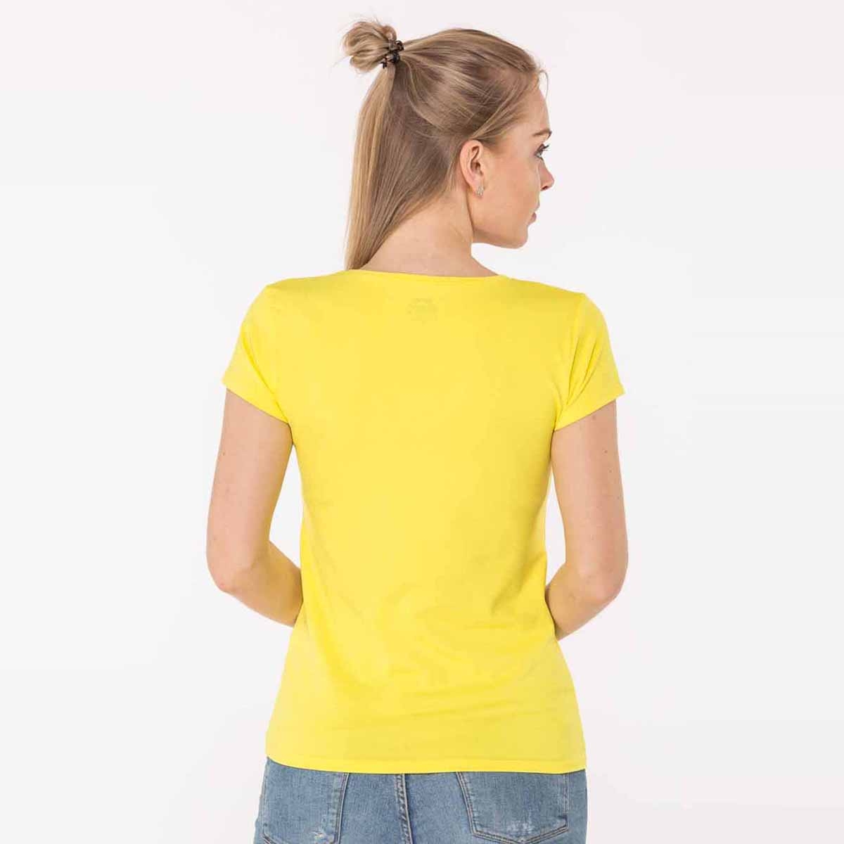 Flo YILDIZ Kadın V Yaka T-Shirt Sarı. 6
