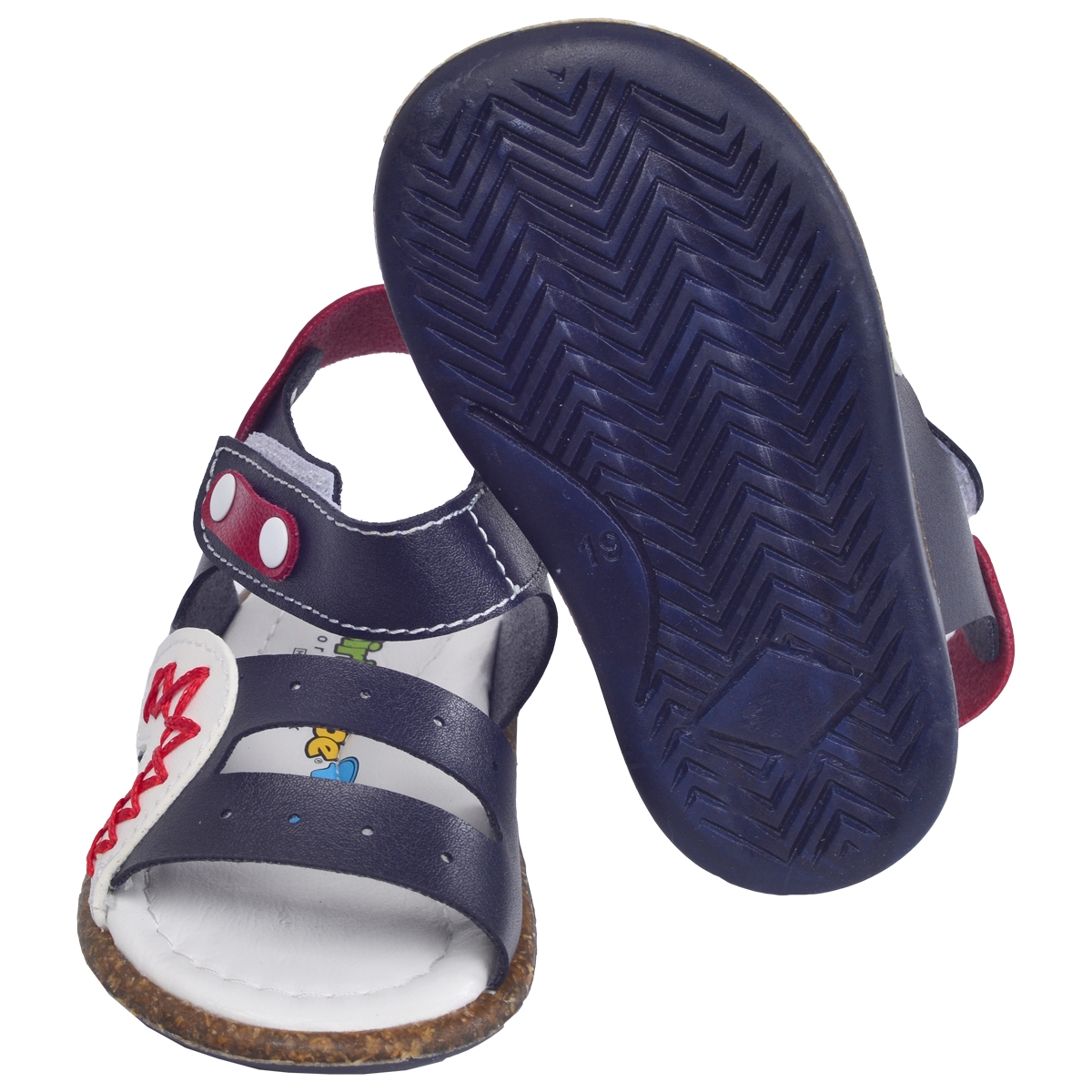 Kiko Şb 2340-49 Erkek Çocuk İlk Adım Sandalet Terlik Lacivert-Beyaz-Kırmızı - Görsel 4