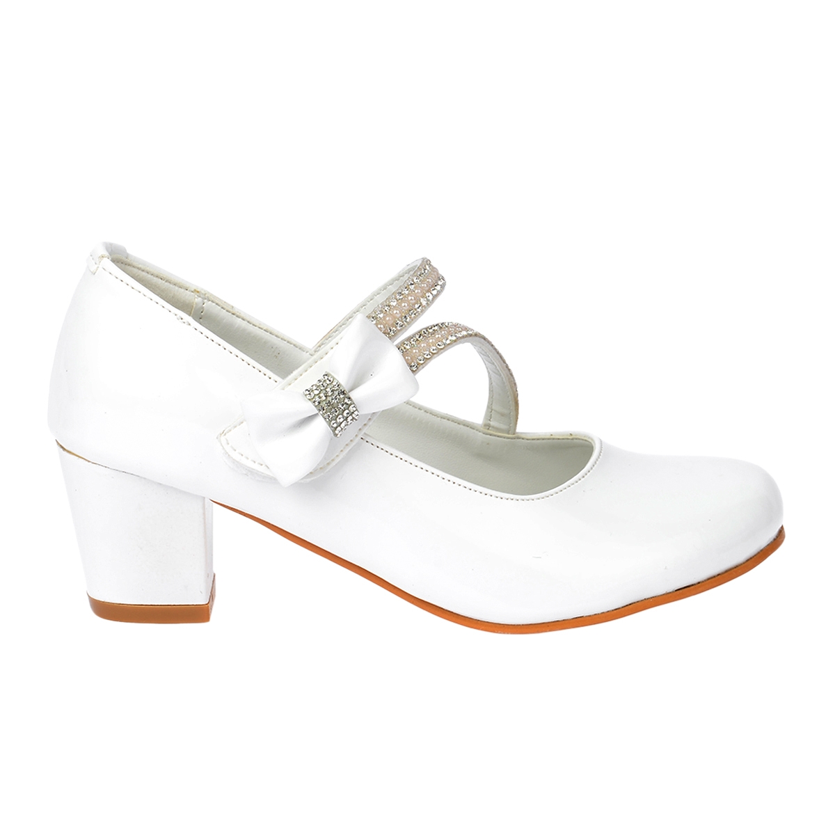 Kiko 750 Rugan Günlük Kız Çocuk 4 Cm Topuk Babet Ayakkabı BEYAZ