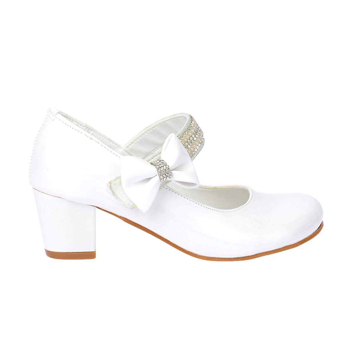 Kiko 752 Rugan Günlük Kız Çocuk 4 Cm Topuk Babet Ayakkabı BEYAZ - Görsel 3