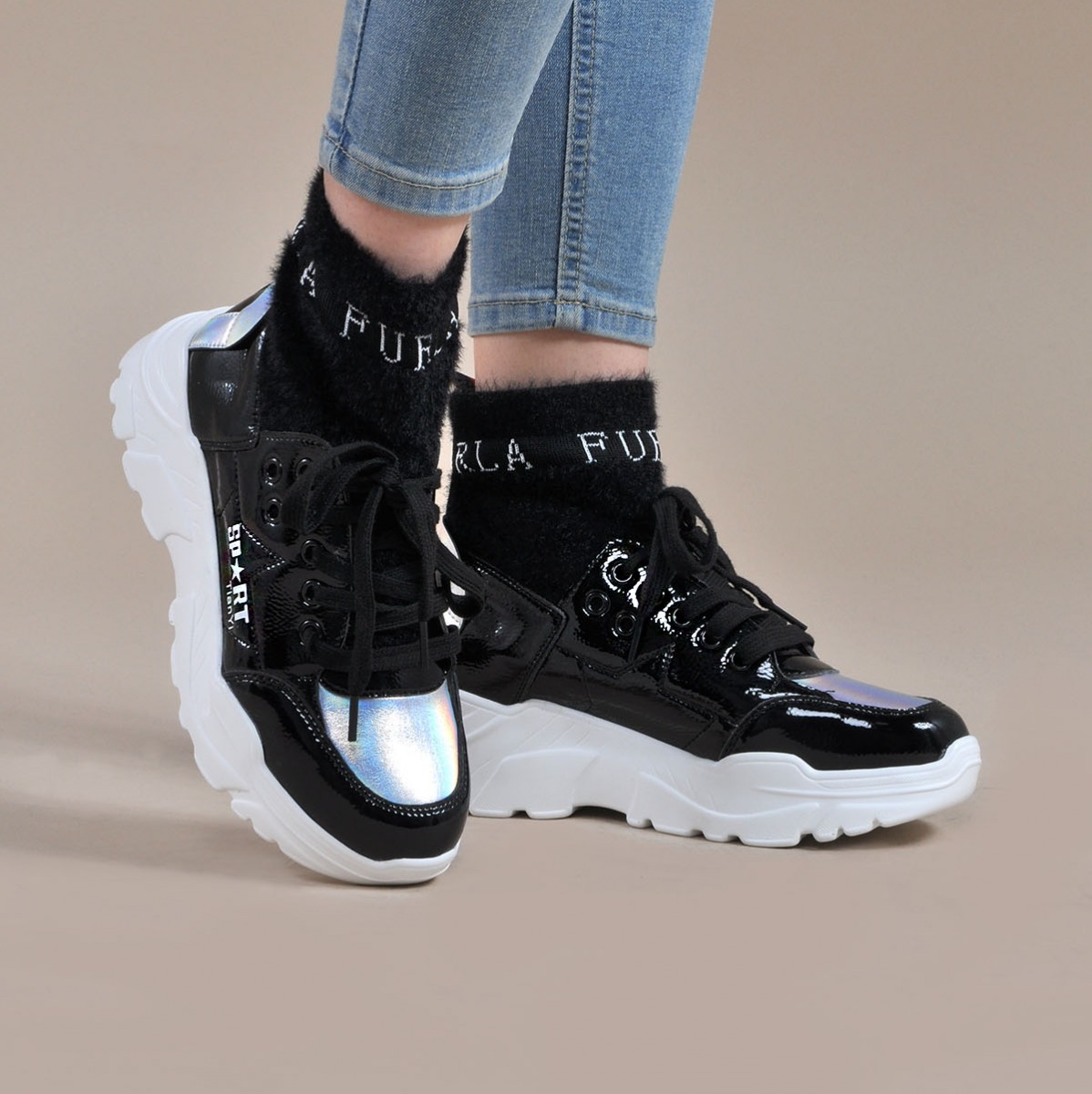 Flo Kadın Siyah Spor Sneaker Ayakkabı VZN19-084K. 1