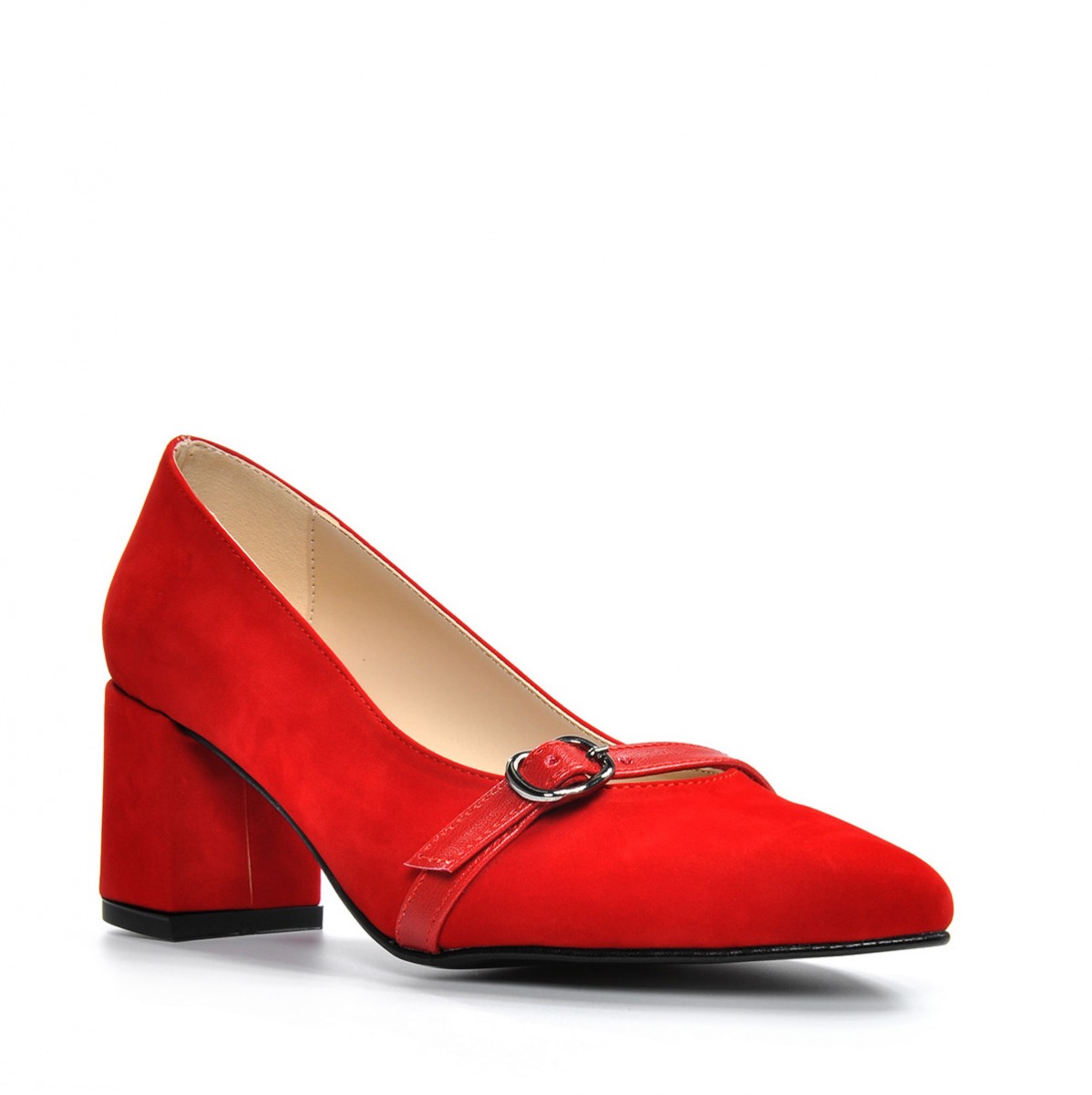 Flo Kadın  Kırmızı-Süet Klasik Topuklu Ayakkabı VZN19-110K. 4