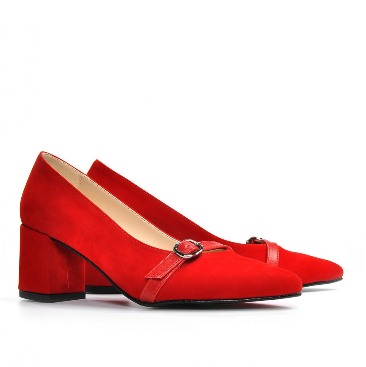 Flo Kadın  Kırmızı-Süet Klasik Topuklu Ayakkabı VZN19-110K. 6
