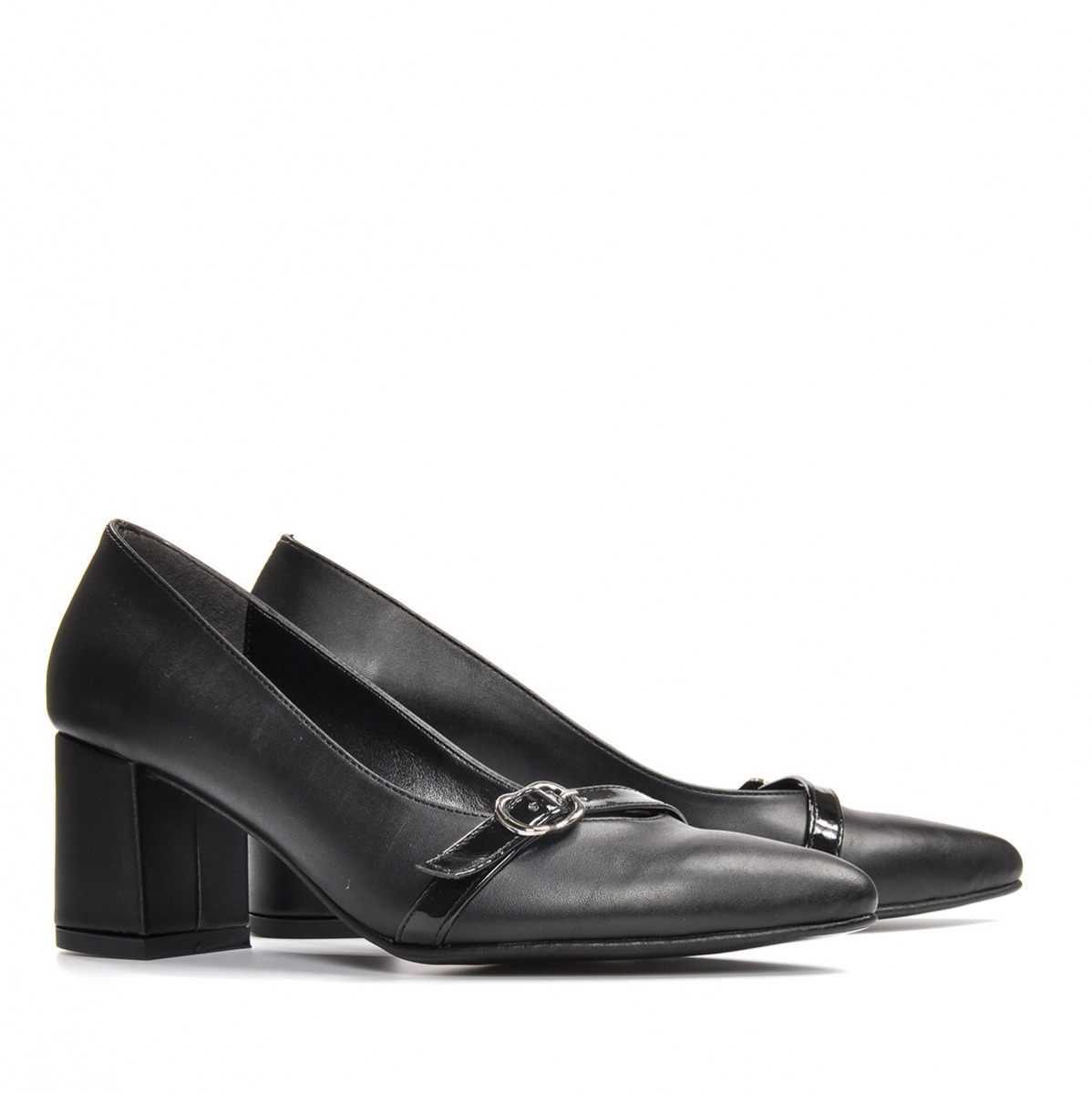 Flo Kadın  Siyah-Cilt Klasik Topuklu Ayakkabı VZN19-110K. 5