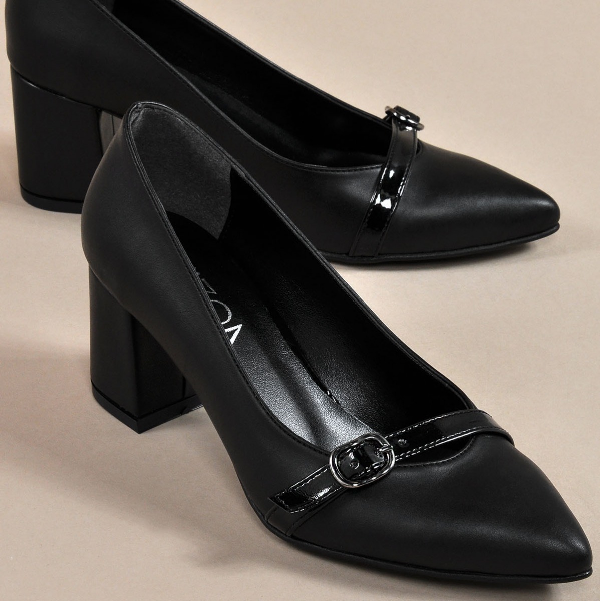 Flo Kadın  Siyah-Cilt Klasik Topuklu Ayakkabı VZN19-110K. 3