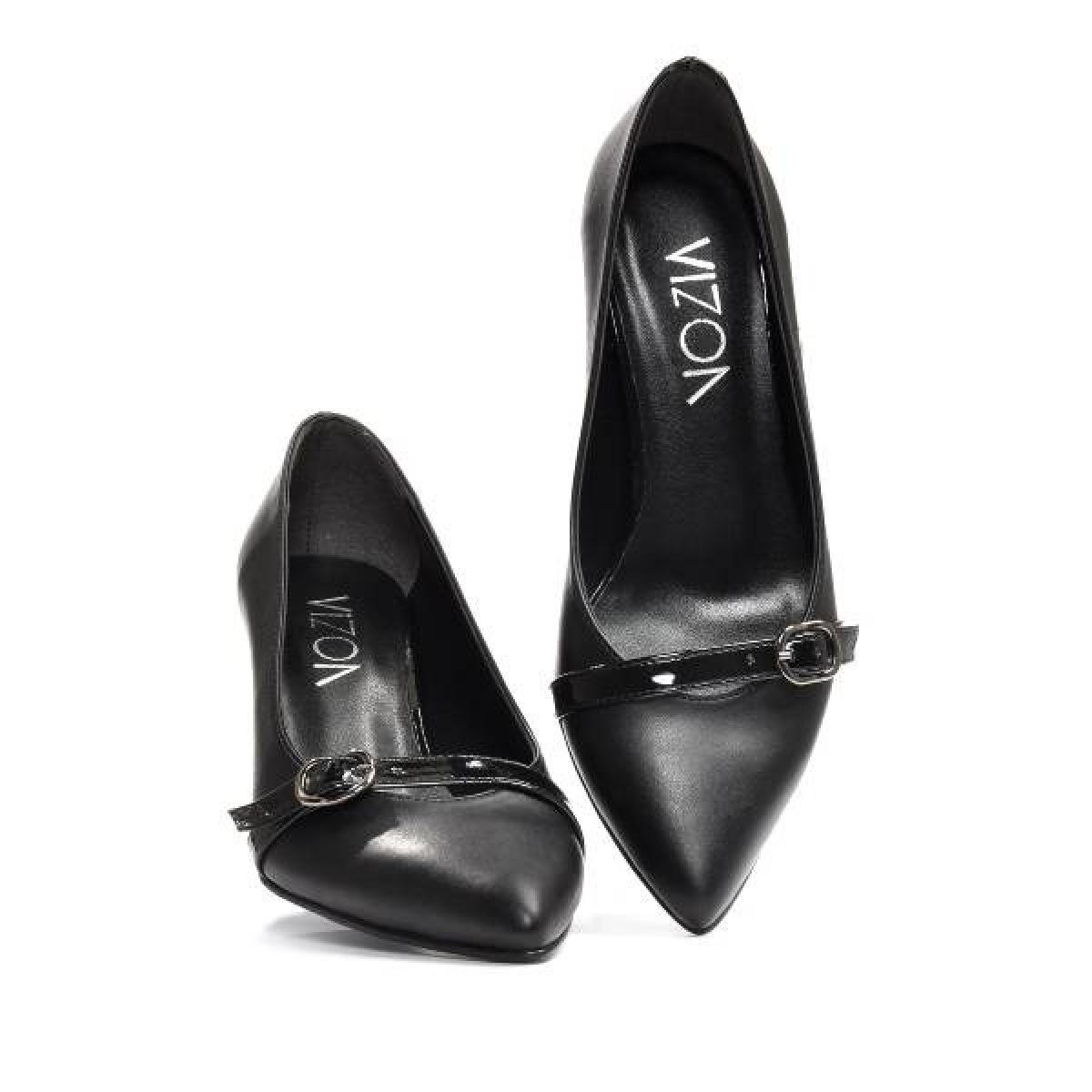 Flo Kadın  Siyah-Cilt Klasik Topuklu Ayakkabı VZN19-110K. 4