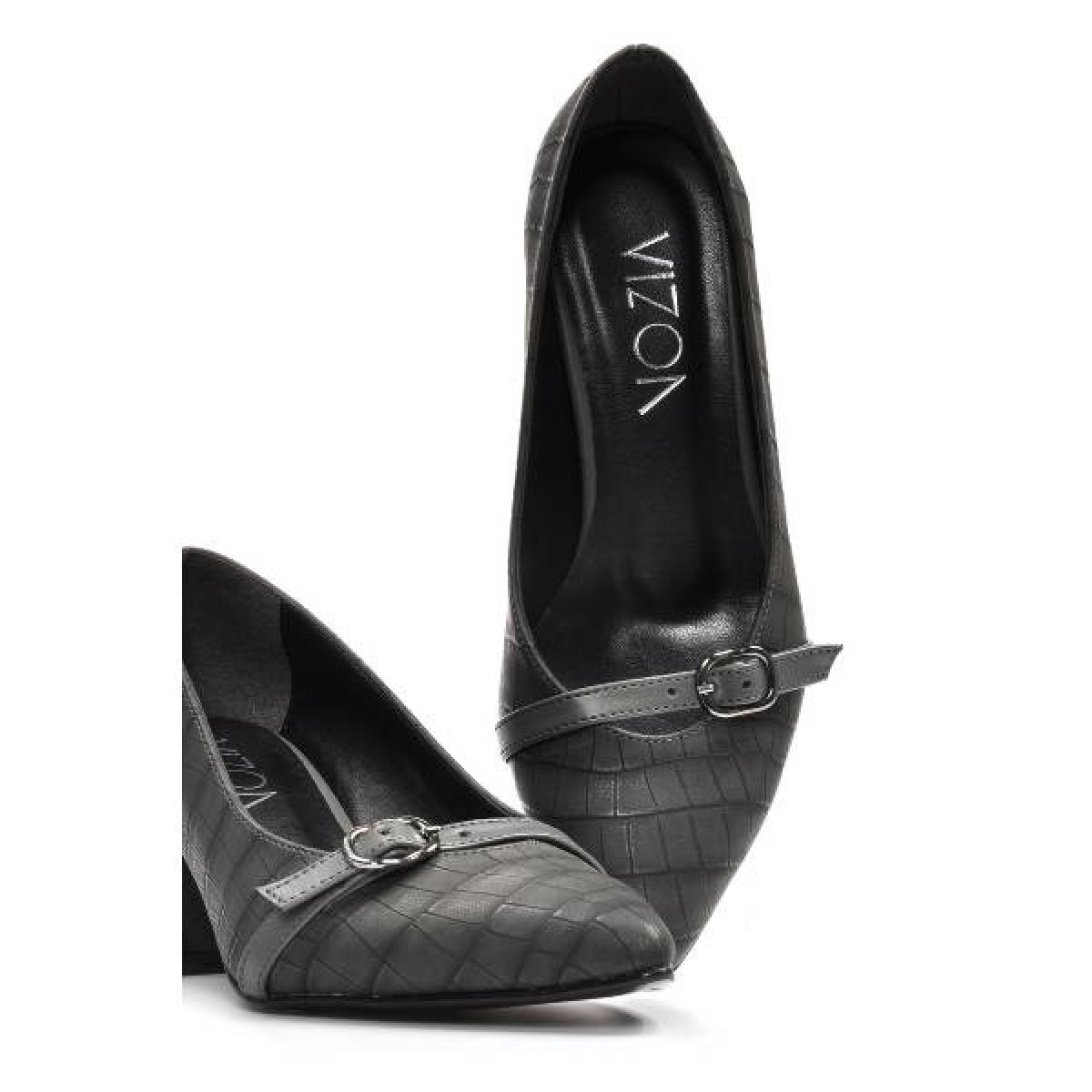 Flo Kadın  Gri-Kroko Klasik Topuklu Ayakkabı VZN19-110K. 6