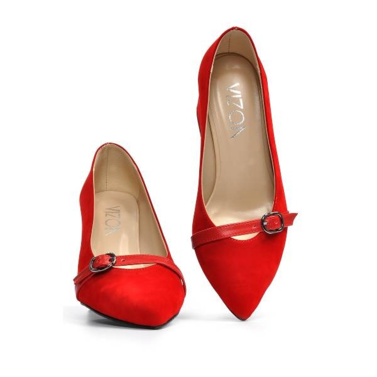 Flo Kadın  Kırmızı-Süet Klasik Topuklu Ayakkabı VZN19-110K. 7