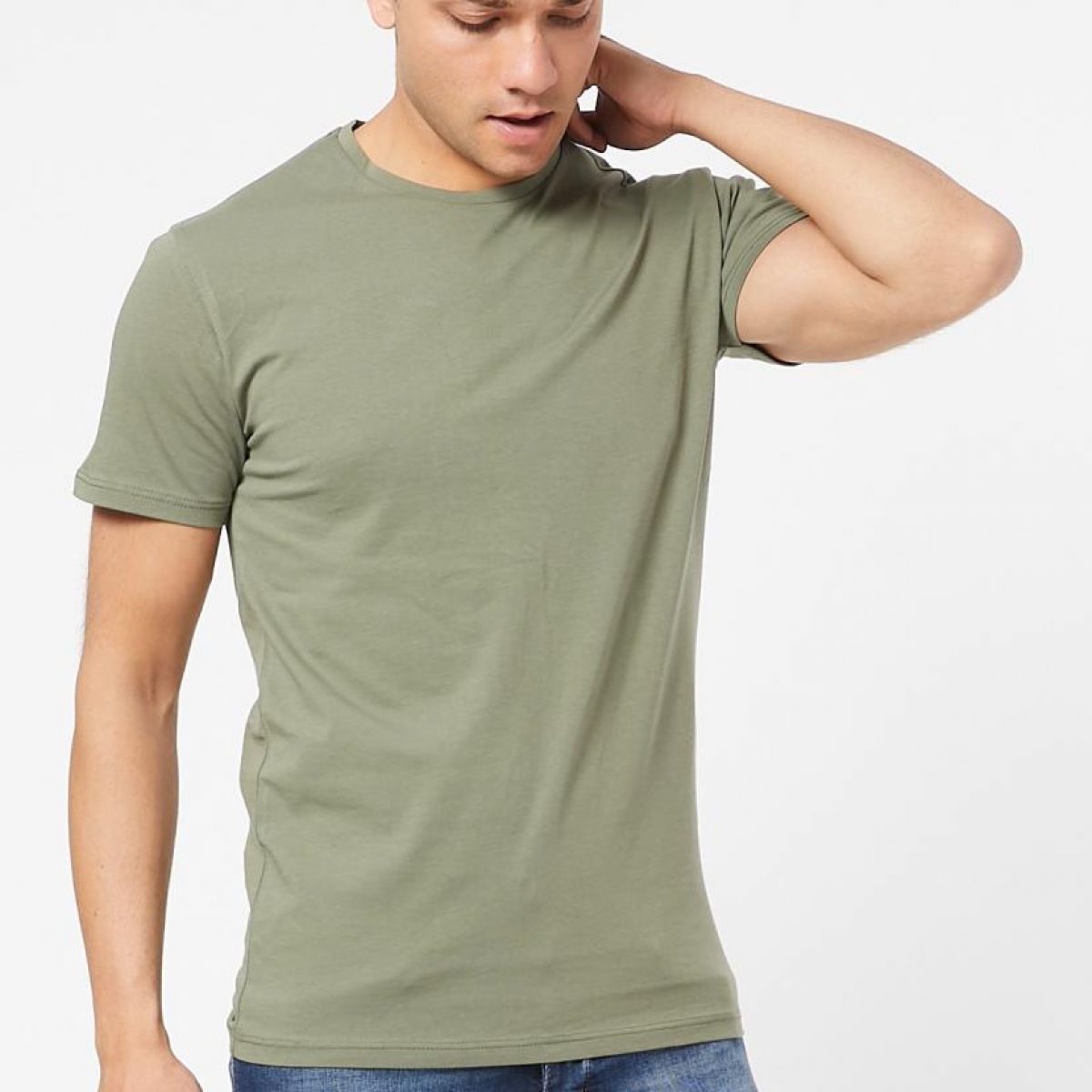 Flo Erkek Sıfır Yaka Regular Fit Basic T-Shirt. 3