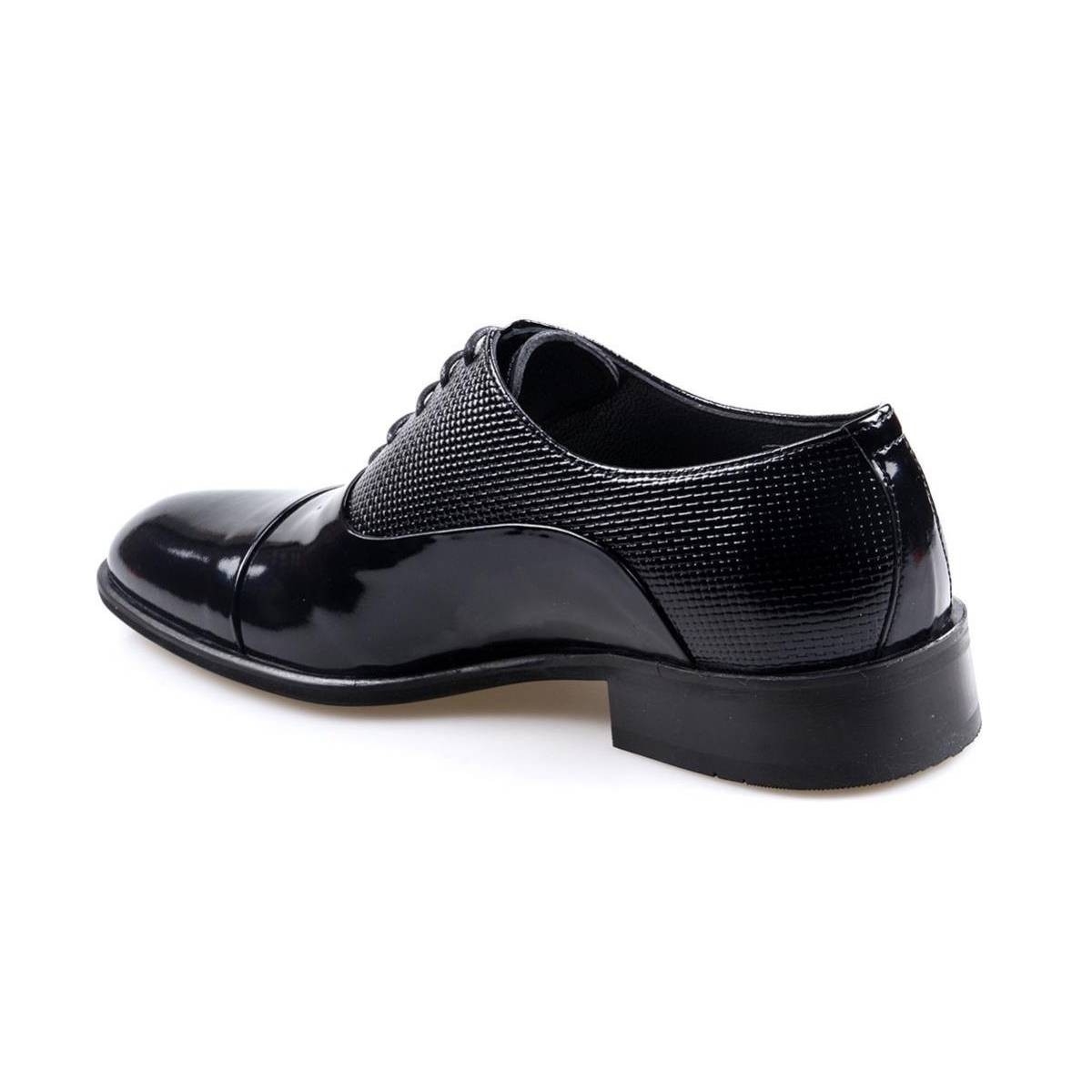 Flo 1602 Siyah Erkek (39-44) Klasik Bağcıklı Rugan Deri Ayakkabı. 3