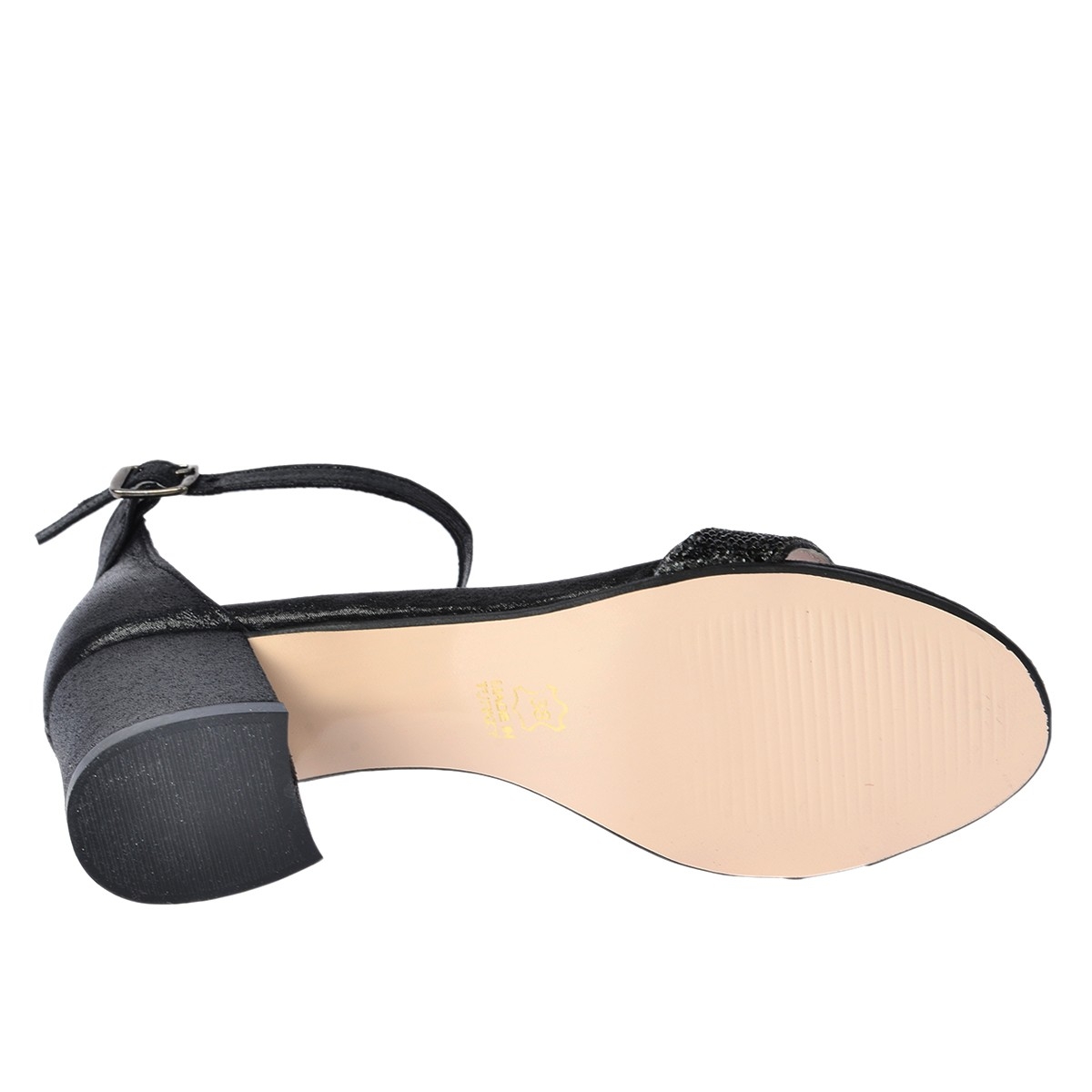 Flo 038-03 Taşlı 5 Cm Topuk Bayan Sandalet Ayakkabı SİYAH. 1
