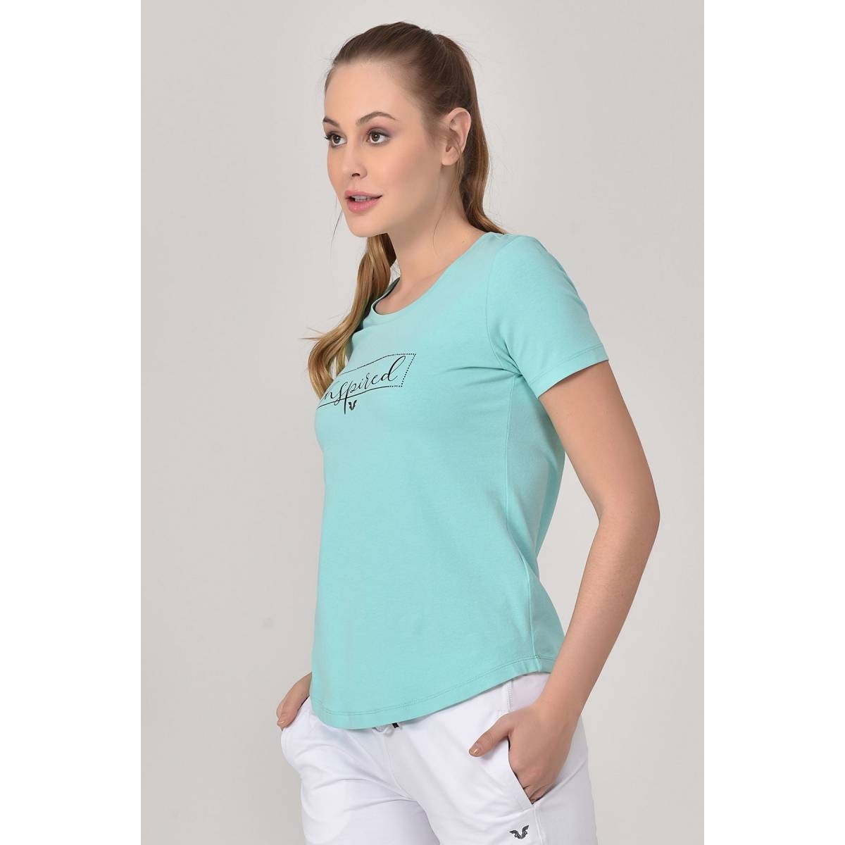 Flo Turkuaz Kadın T-Shirt GS-8615. 5