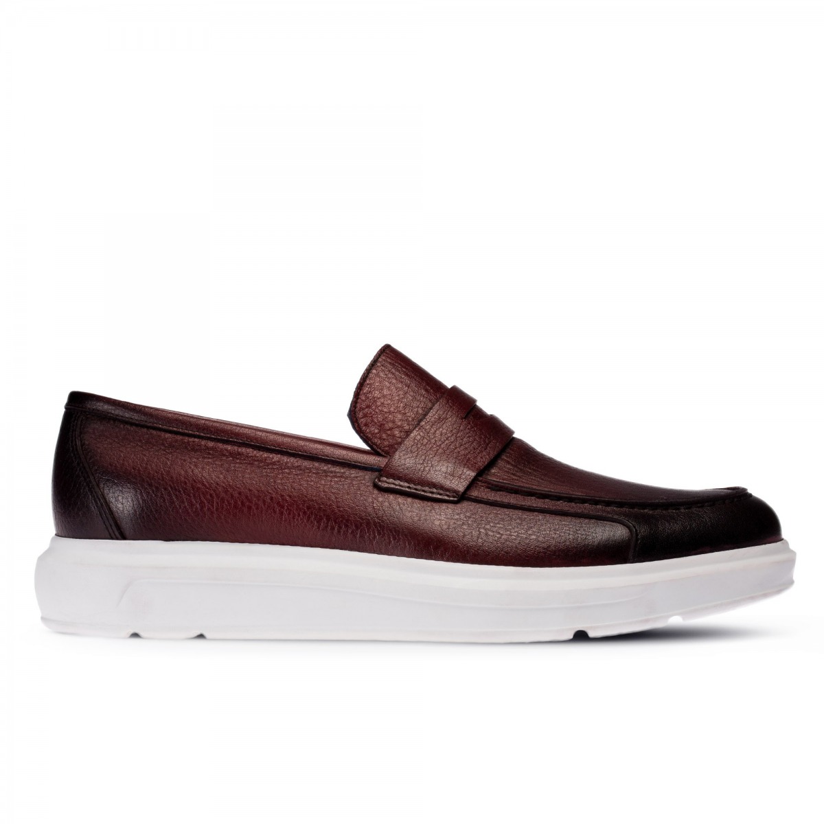 Flo Hakiki Deri Bordo Erkek Loafer. 3