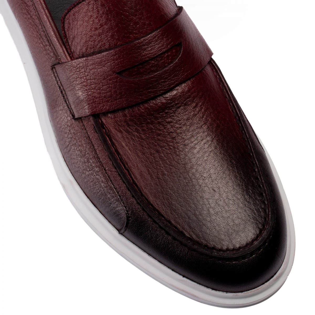 Flo Hakiki Deri Bordo Erkek Loafer. 2