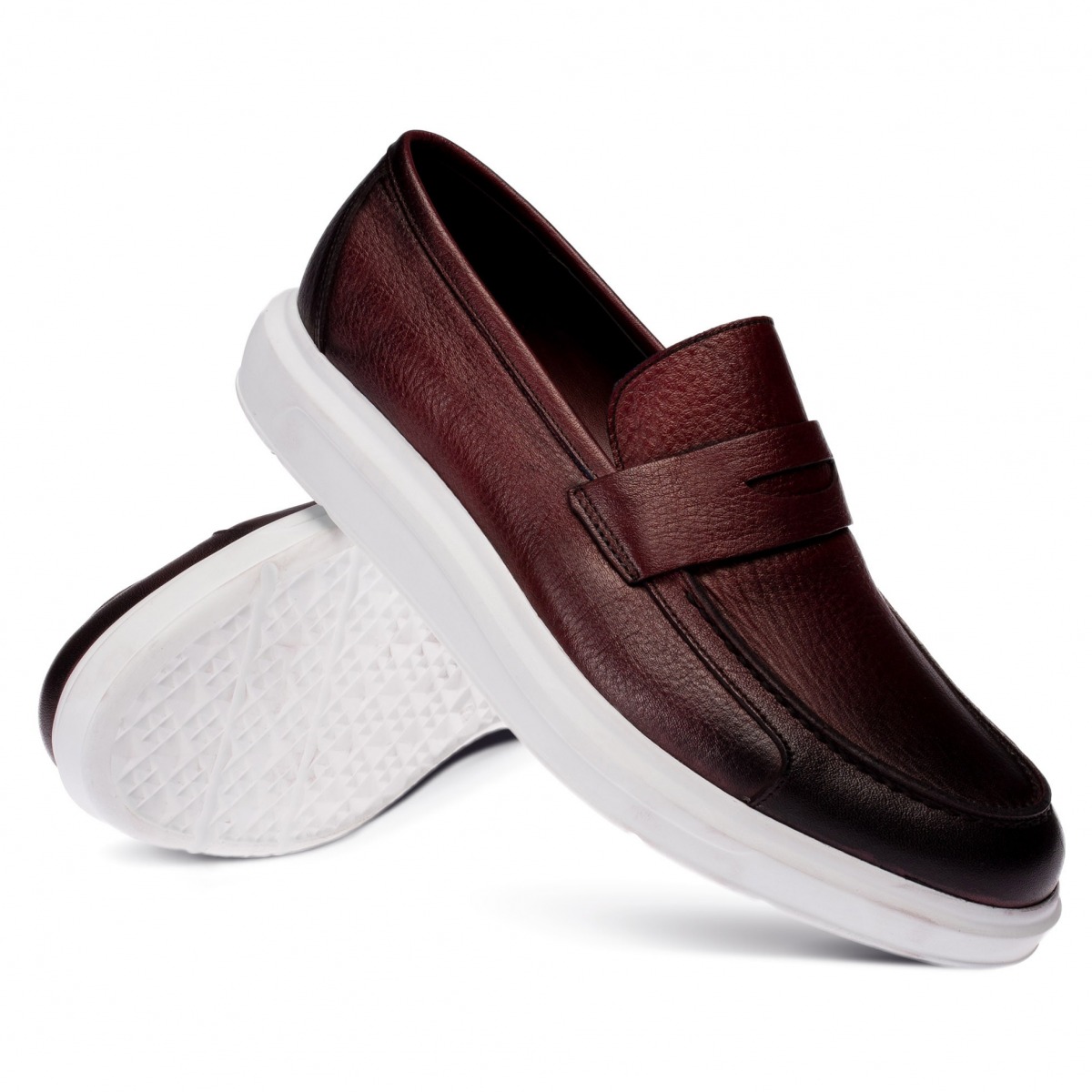Flo Hakiki Deri Bordo Erkek Loafer. 4