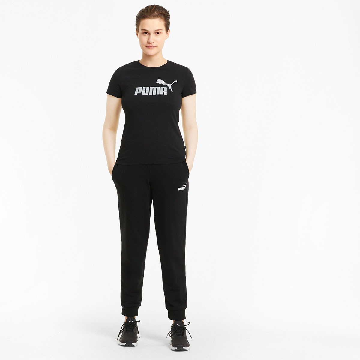 Flo ESS+ METALLIC LOGO TEE Siyah Kadın T-Shirt. 2