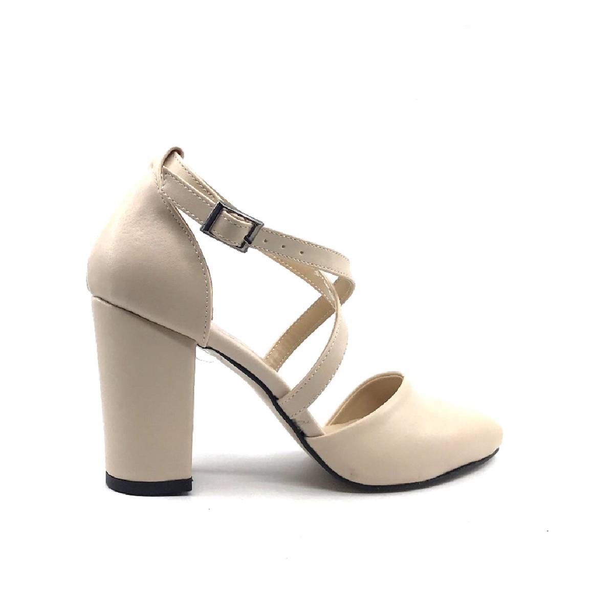 Flo Ten Karnıyarık 8 CM Çapraz İplikli Topuklu Cilt Bayan Günlük Ayakkabı. 5