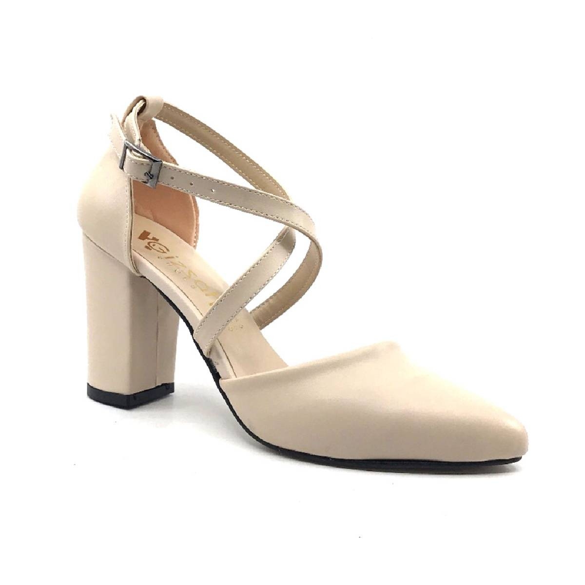 Flo Ten Karnıyarık 8 CM Çapraz İplikli Topuklu Cilt Bayan Günlük Ayakkabı. 1