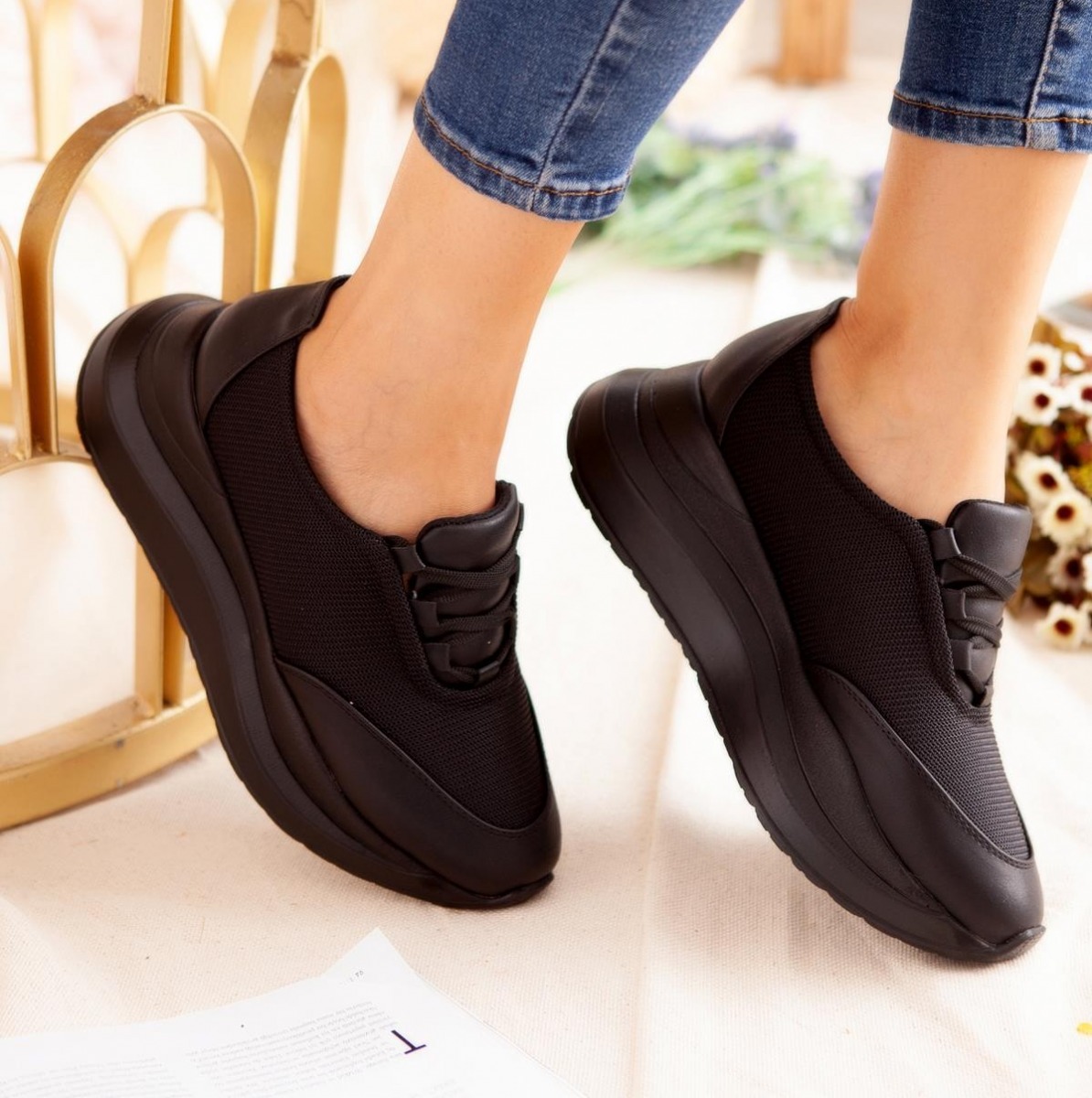 Flo Kaia Siyah Streç Bağcıklı Sneaker Spor Ayakkabı. 1 Flo Kaia Siyah Streç Bağcıklı Sneaker Spor Ayakkabı. 1