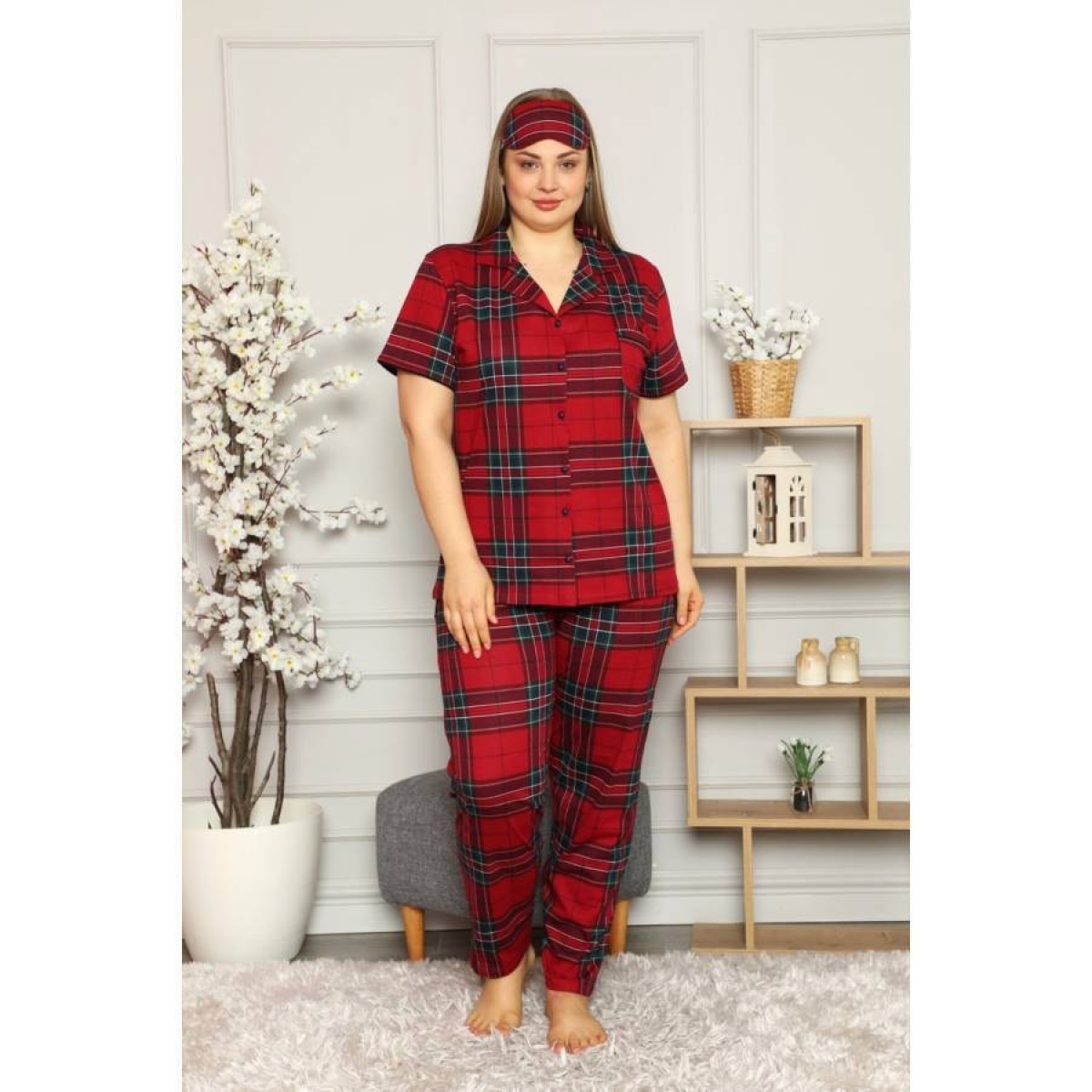 Nisanca Buyuk Beden Mevsimlik Onden Dugmeli Bayan Pijama Takimi 200089286 Flo