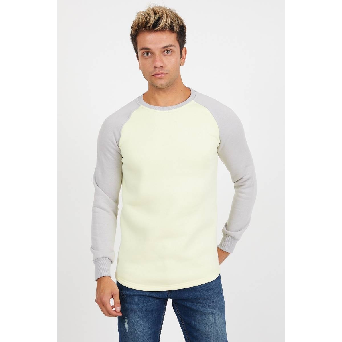 Flo Erkek Reglan Kol Sarı Sweatshirt - 61029. 3
