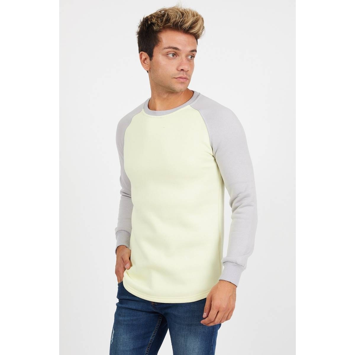 Flo Erkek Reglan Kol Sarı Sweatshirt - 61029. 1