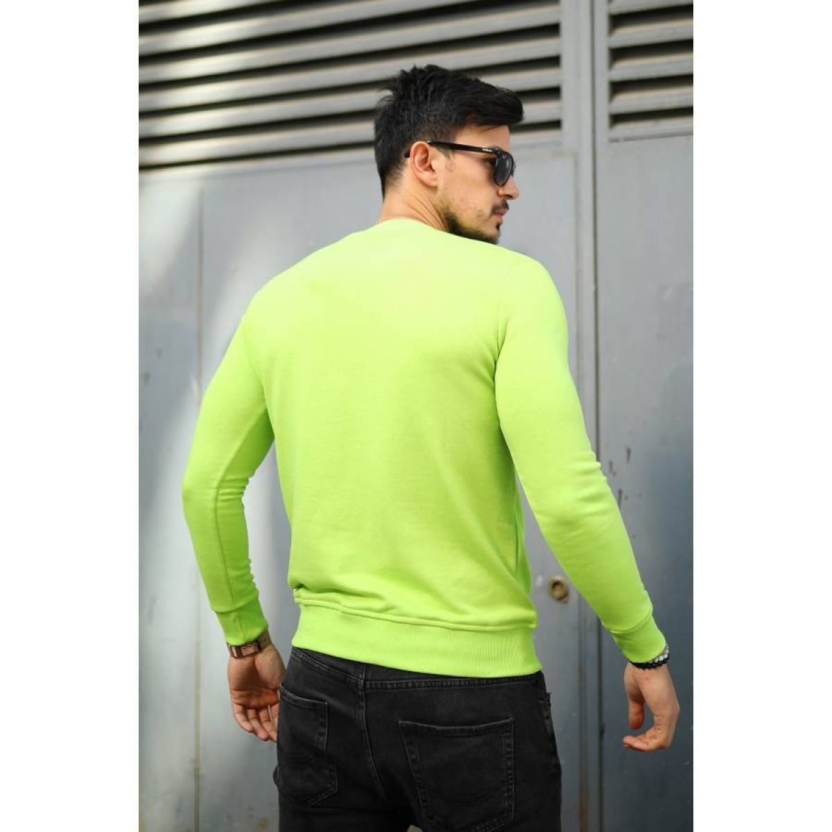 Flo Erkek Bisiklet Yaka Basic Açık Yeşil Sweatshirt - 54748. 4