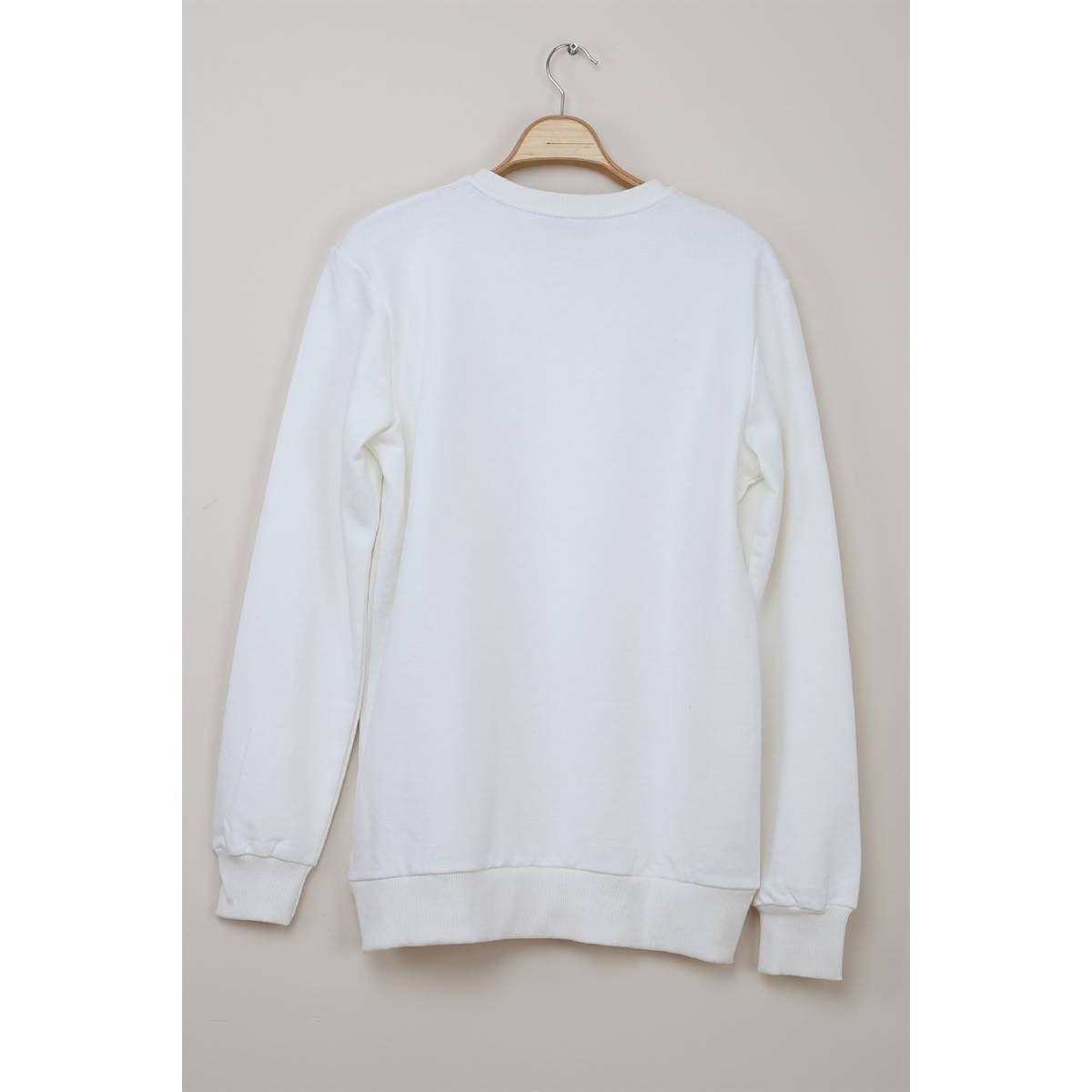 Flo Erkek  Beyaz  Yuvarlak Yaka Pamuklu Basic Sweatshirt. 2