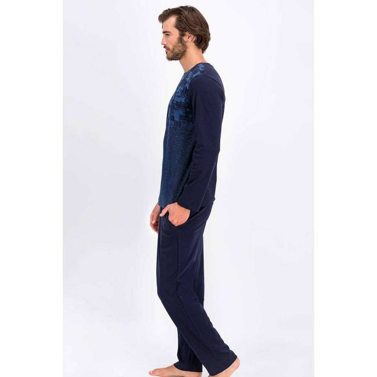 Flo Geometrica Lacivert İndigo Erkek Pijama Takımı. 2