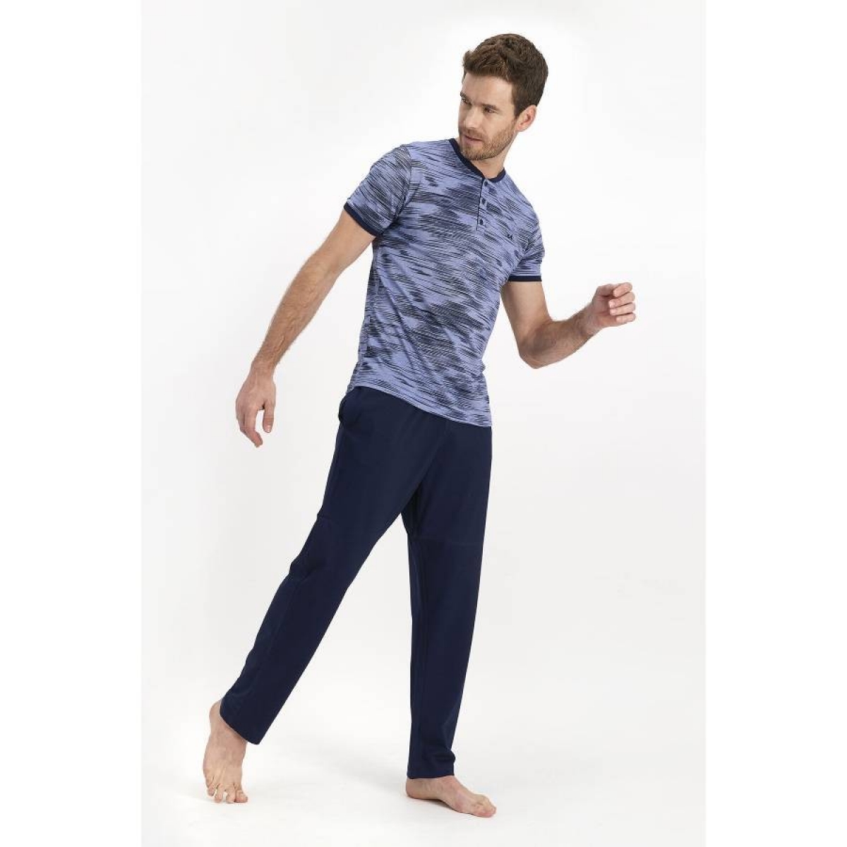 Flo Transitive Mavi Erkek Kısa Kol Pijama Takımı. 3
