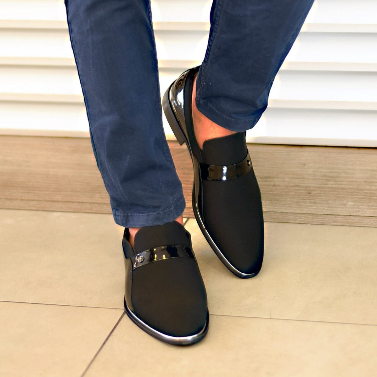 Flo - Erkek Klasik Ayakkabı Siyah Strec. 1