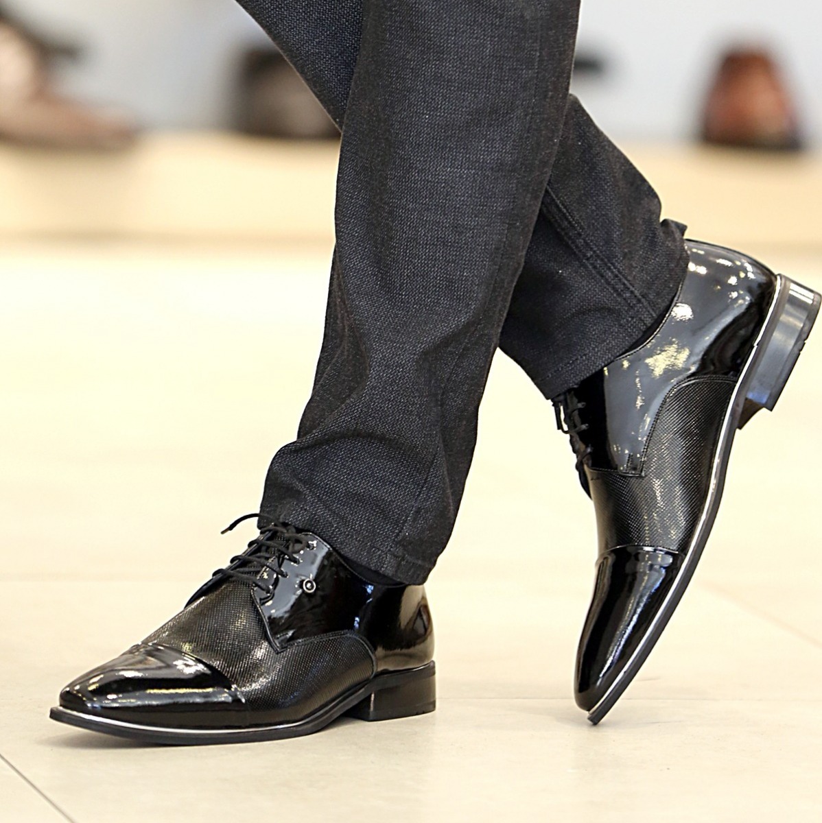 Flo - Erkek Deri Rugan Klasik Ayakkabı Siyah Siyah Rugan. 2