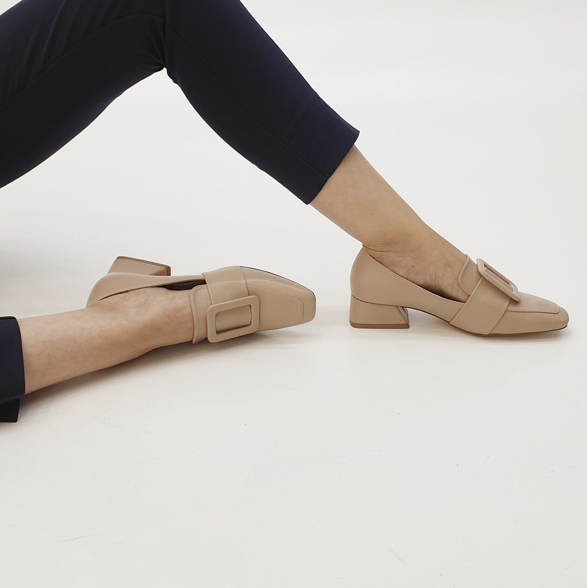 Modalite Net Flo Kadin Gunluk Klasik Topuklu Ayakkabi Jiyona Bej