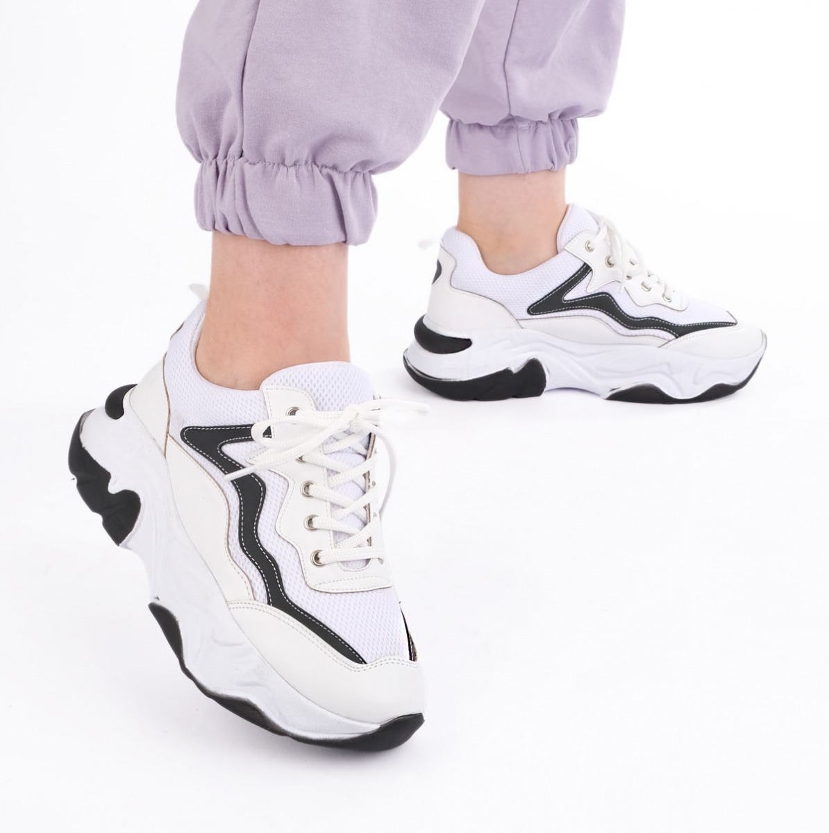 Flo Kadın Sneaker Dolgu Topuk Spor Ayakkabı Cevas Beyaz. 3