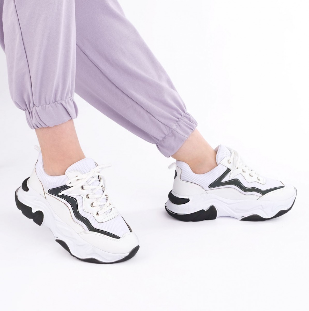 Flo Kadın Sneaker Dolgu Topuk Spor Ayakkabı Cevas Beyaz. 1