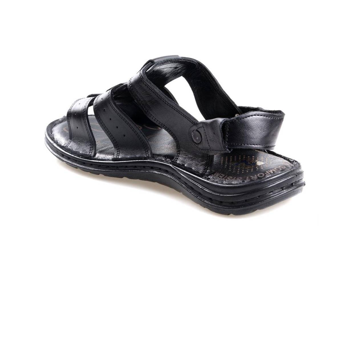 Flo Tardelli 422 Siyah Erkek Günlük Deri Sandalet. 2