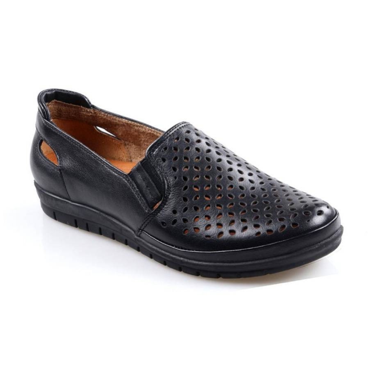 Flo Scavia Comfort Siyah Hakiki Deri Yazlık Kadın Ayakkabı. 1
