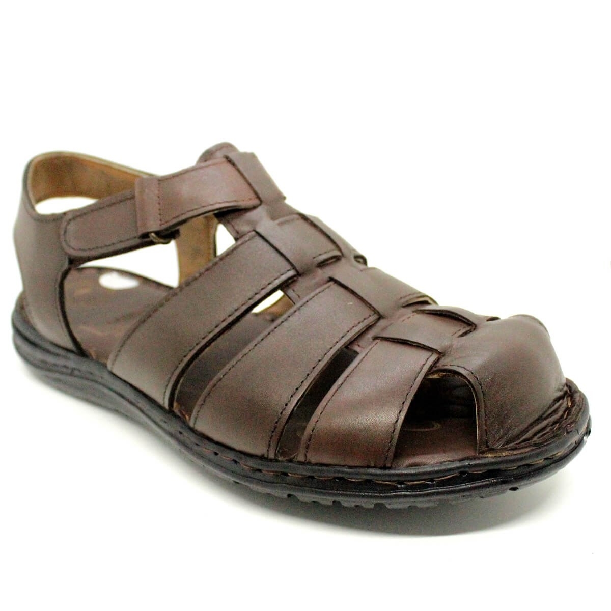 Flo Dr. Pabucchi Kahverengi Cırtlı Hakiki Deri Günlük Comfort Erkek Sandalet. 3