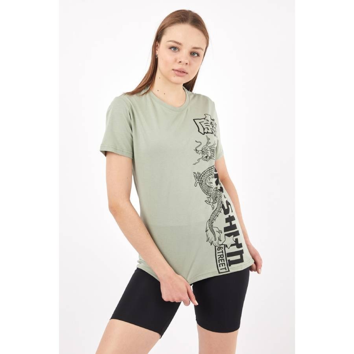 Flo Kadın Sıfır Yaka Basic Baskılı T-Shirt. 3