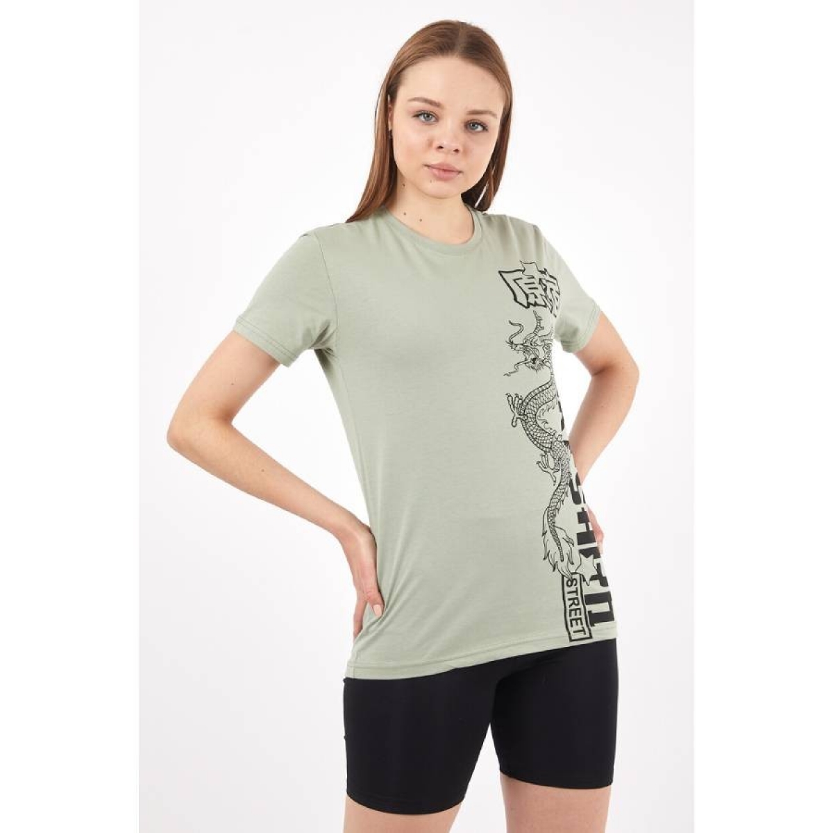 Flo Kadın Sıfır Yaka Basic Baskılı T-Shirt. 1