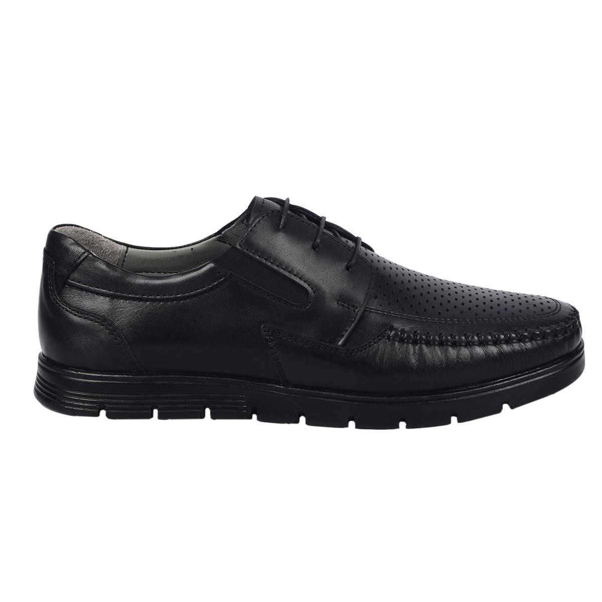 Flo 018-L Siyah %100 Deri Erkek Comfort Ayakkabı. 1