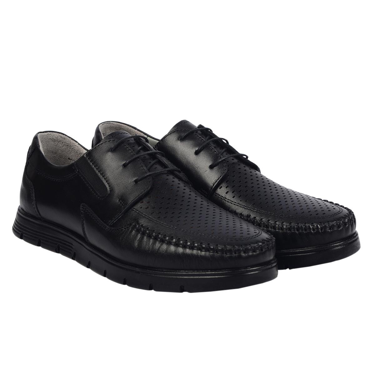 Flo 018-L Siyah %100 Deri Erkek Comfort Ayakkabı. 2