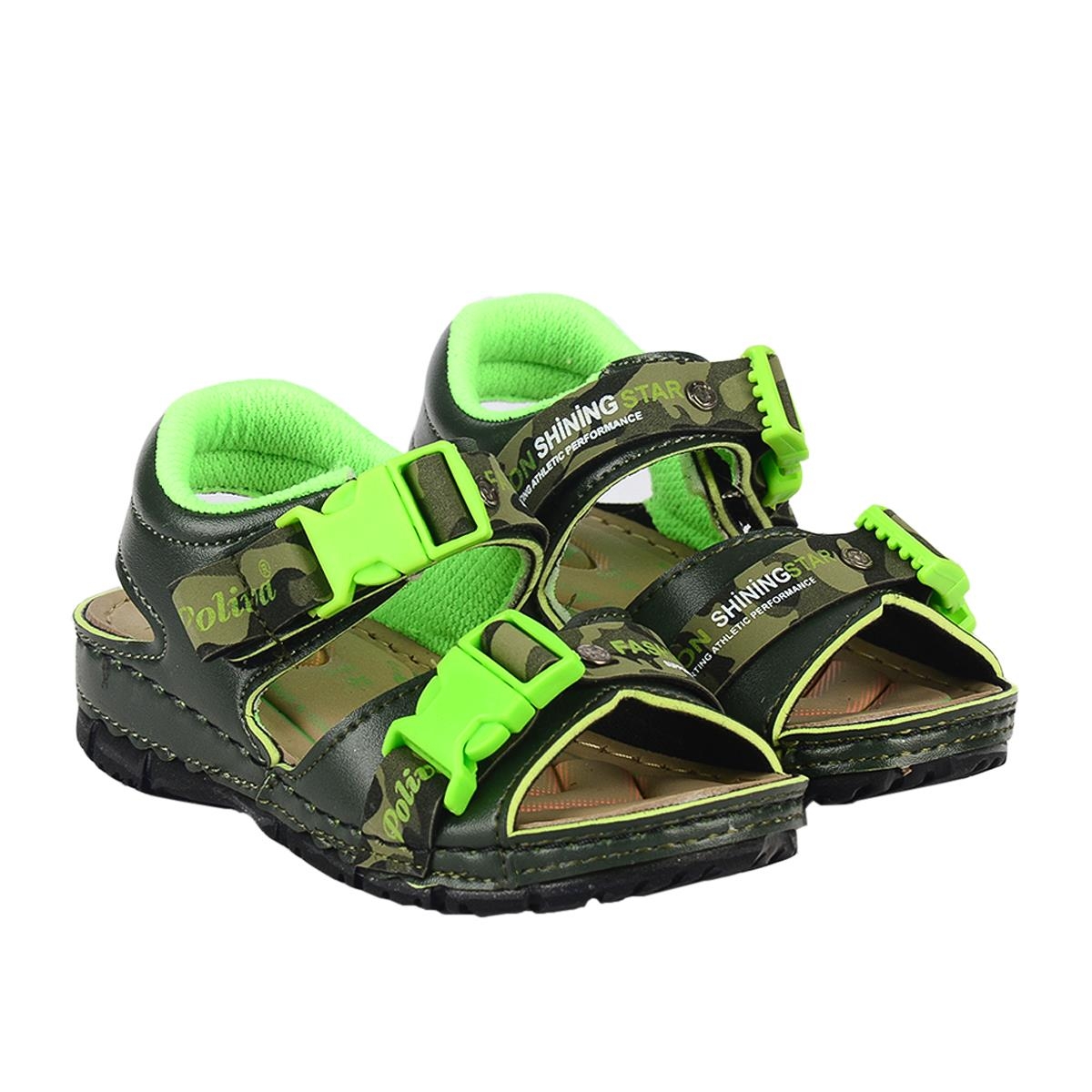 5505 Haki Cırtlı Yazlık Erkek Çocuk Sandalet Ayakkabı - Görsel 3