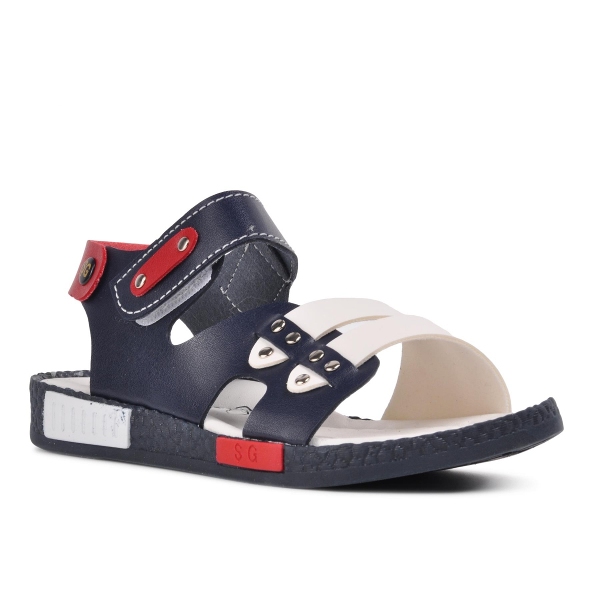 Şiringenç 210107 Lacivert-Beyaz-Kırmızı Comfort Erkek Çocuk Sandalet - Görsel 4