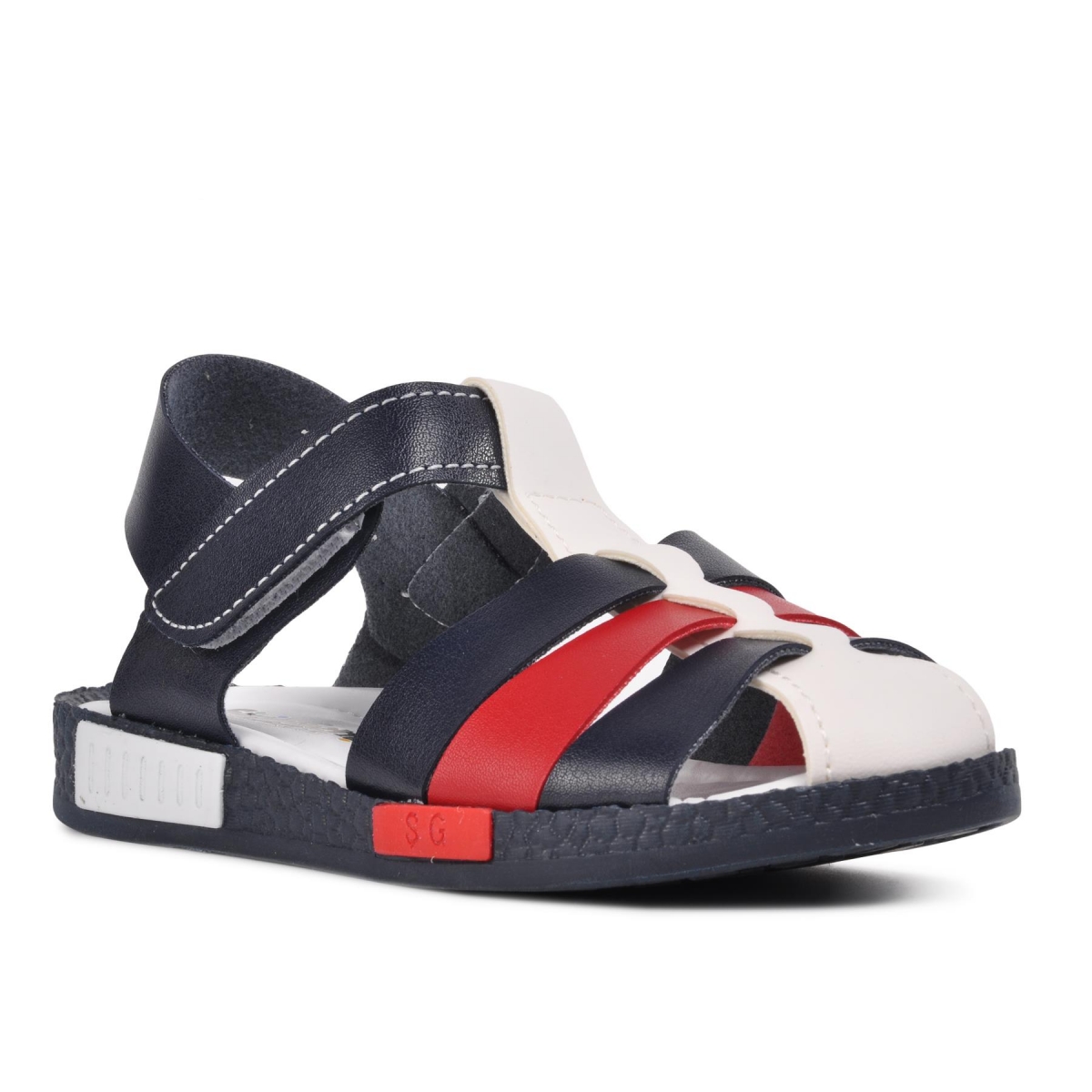 Şiringenç 210111 Lacivert-Beyaz-Kırmızı Comfort Erkek Çocuk Sandalet - Görsel 4