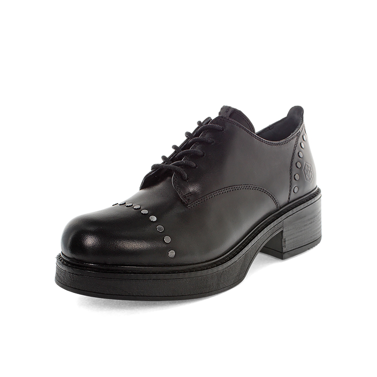 SCARPE DONNA GAS N BARBATO SCAMICIATA DERBY PELLE NERO FONDO CUOIO DS15NB