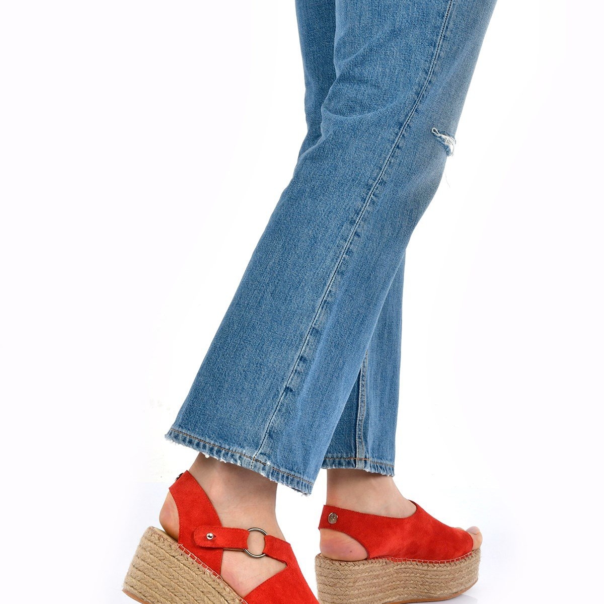 Flo Kadın El Yapımı Gerçek Süet Dolgu Topuklu Sandalet & Espadril. 4