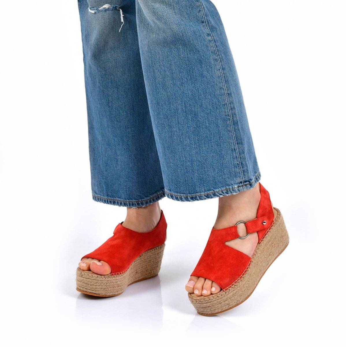 Flo Kadın El Yapımı Gerçek Süet Dolgu Topuklu Sandalet & Espadril. 3