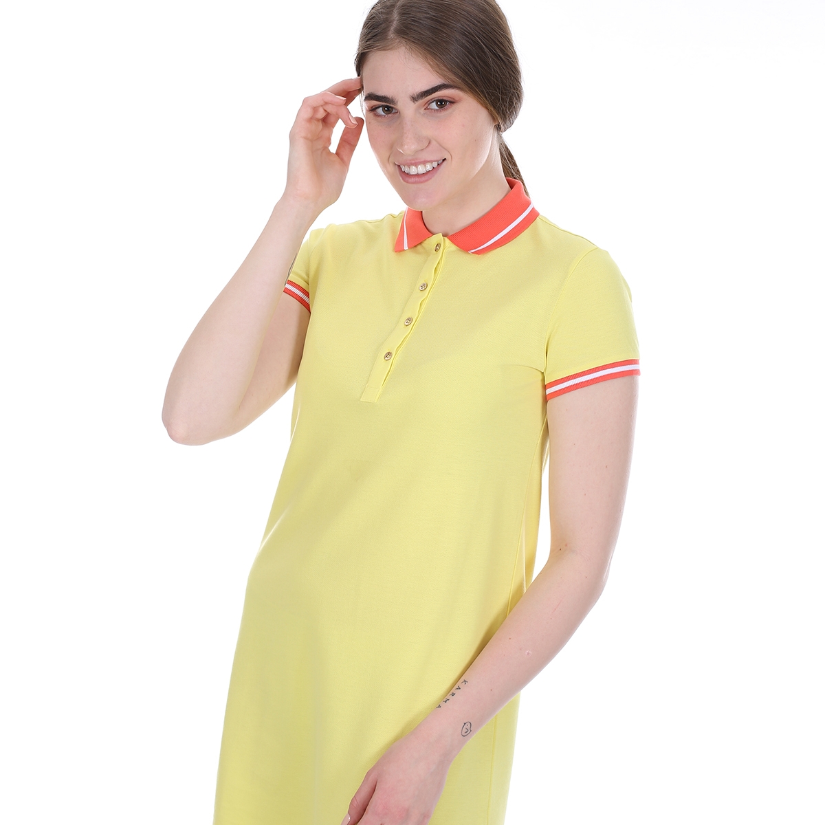 Flo Kadın Kısa Kol Polo Yaka Elbise Sarı/Yellow 21S181765SS20. 1