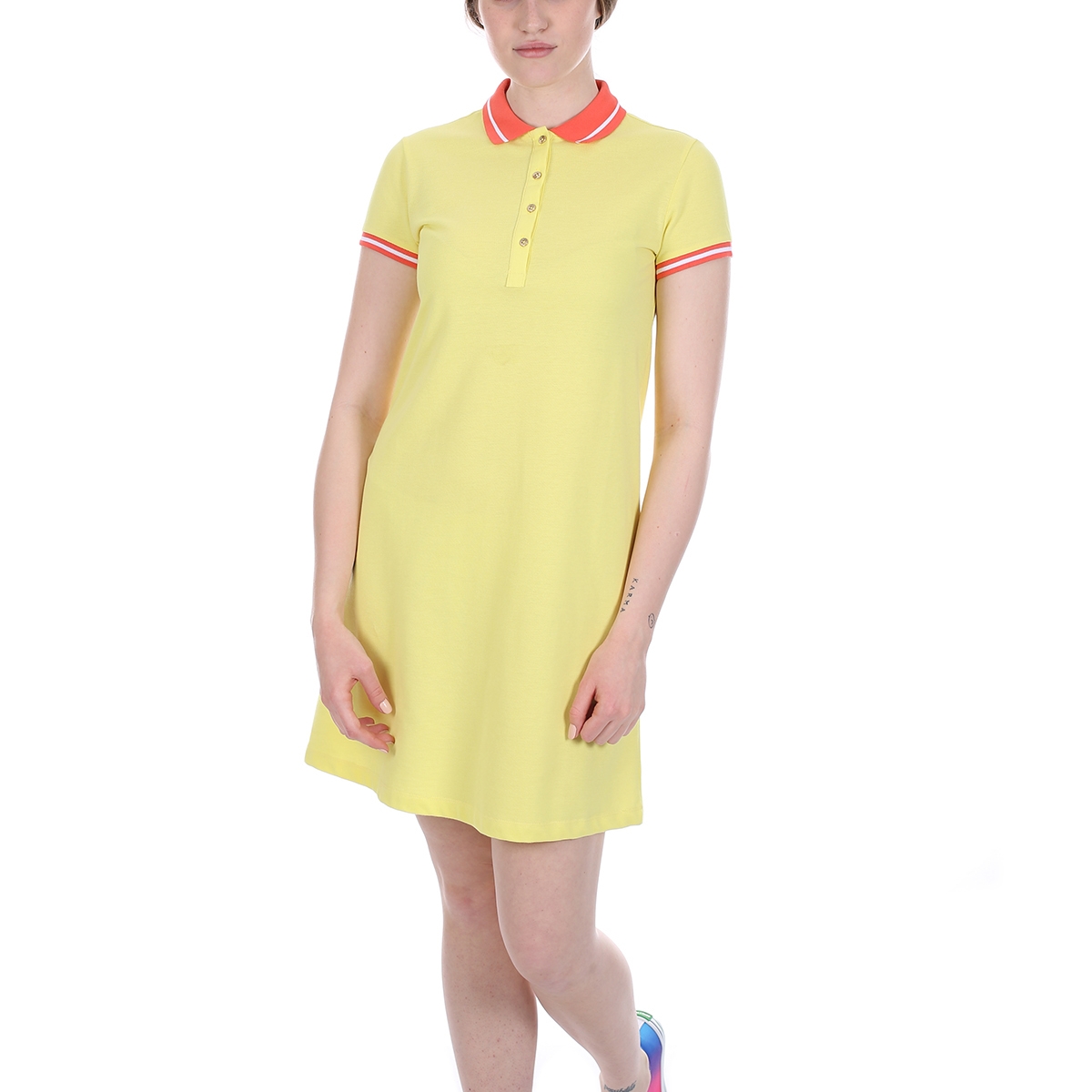 Flo Kadın Kısa Kol Polo Yaka Elbise Sarı/Yellow 21S181765SS20. 5